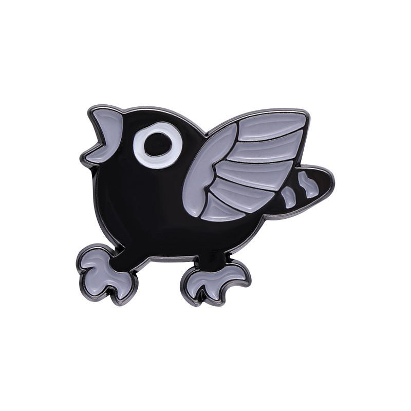 Black Chic Punk Bird Brooch With Creative Cartoon Design Eyecatching Decorative Alloy Pin All For
