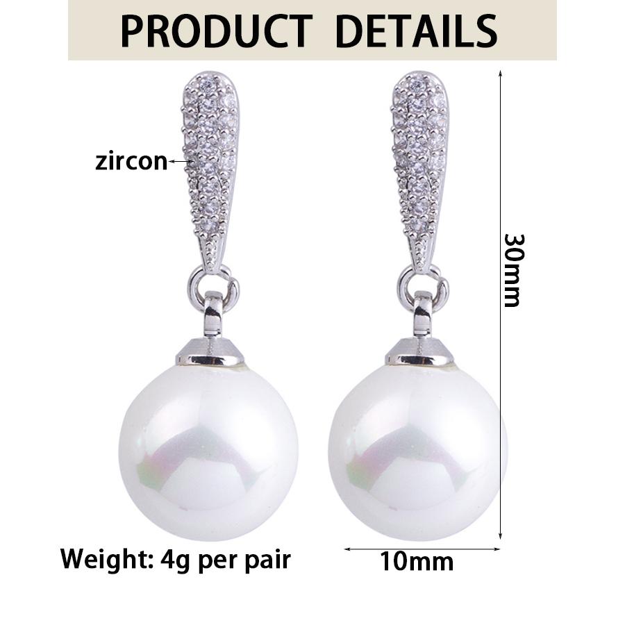 Koreanische Silber-Mikro-Inlay Zirkon-Perlen-Clip-Ohrringe für Damen Elegante Exquisite Luxus-Hängeohrringe Hochzeitsfeier Schmuck