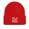 RISE UP AND PRAY" Print Knitted Hat Beanie, Skullies Beanies Warm Cozy Stylish Headwear Knit Cap Beanie