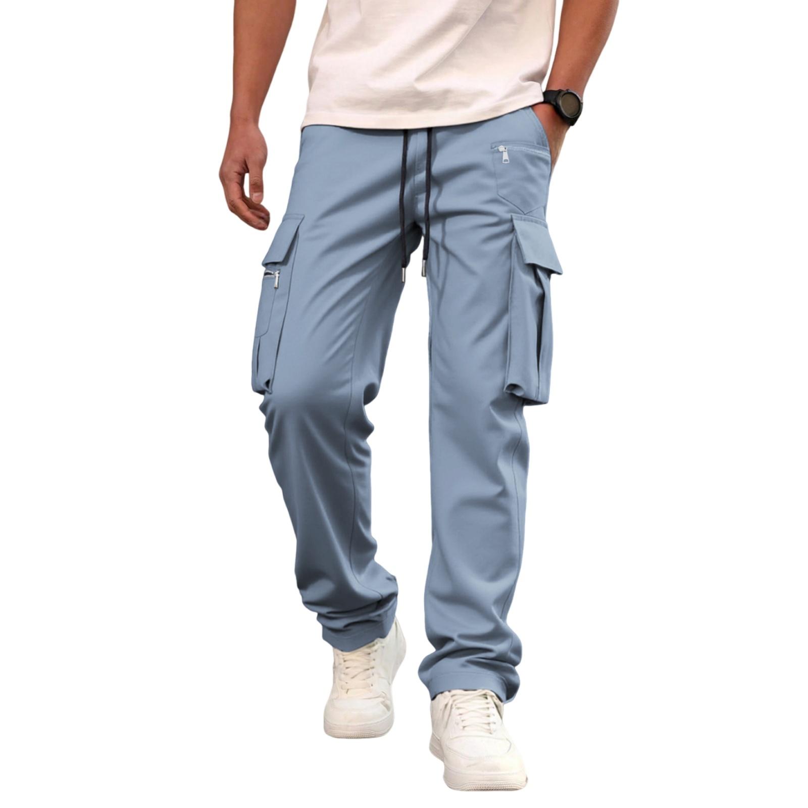 Men s Loose Fit Multi-Pocket Casual Cargo Pants L