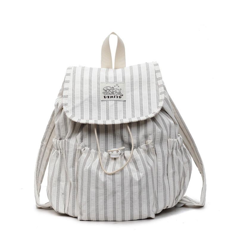 Schoolbag Korean Ins High Value Striped Backpack Female College Student Commuting Leisure Small Schoolbag Outdoor Small Fresh Backpack