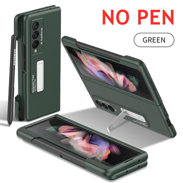Case For Samsung Galaxy Z Fold 4 3 Cover Frame Side Pen Slot Matte Magnetic Bracket Case For Z Fold4 Fold3 5g (No Pen )