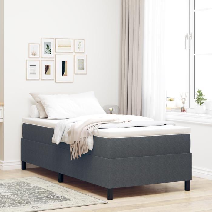 VidaXL Lit à ressorts Box Gris foncé 90x200 cm Tissu en velours côtelé 3337388