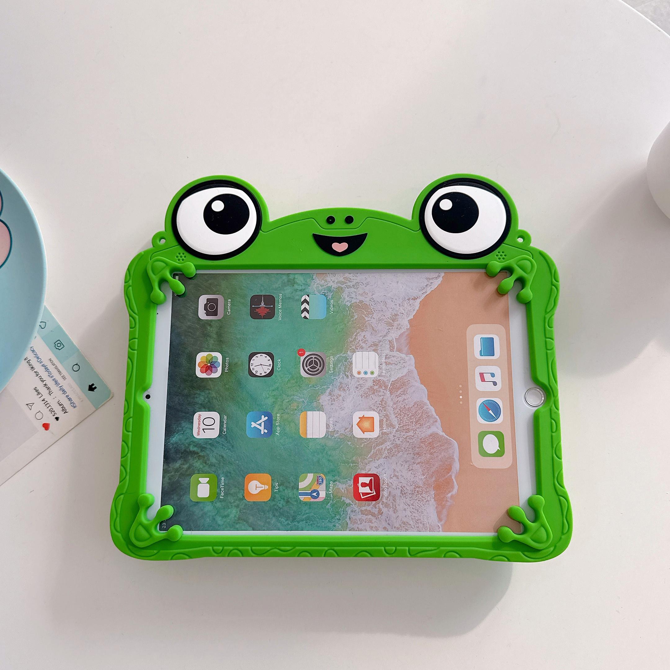 3D Schattige Cartoon Kikker Kinderen Siliconen Tablet Hoes Met Schouderriem Voor iPad Mini 1 2 3 4 5 6 7 7.9/8.3in iPad 5/6 9.7inch Cover IPad Mini1 2 3 7.9in