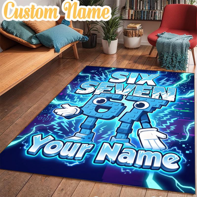 Custom Name Space Adventure Six Seven Rug Office Rug, Indoor Rug, Chair Rug, Living Rooms, Doormat Game Rug Home Decor Birthday Christmas Gifts