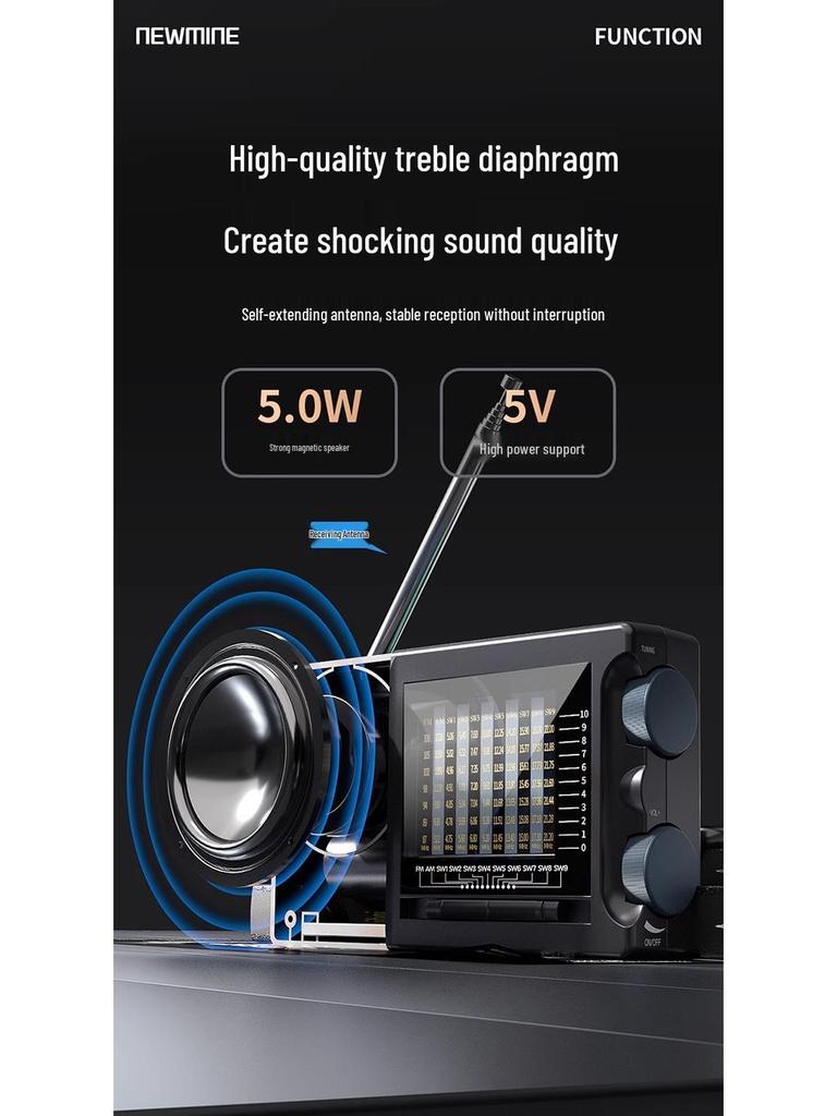 Newman T-6629 Full-Band Portable Radio: Senior-Friendly, Classic Style, Latest Model