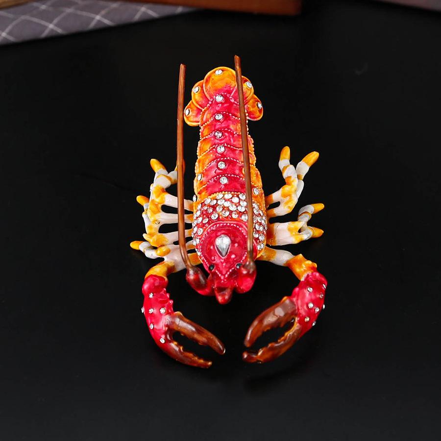 Lobster Jewelry Box Red Diamond Jewelry Box Flip Type Anti-Grey Jewelry Box Trinket Storage Tabletop Ornament