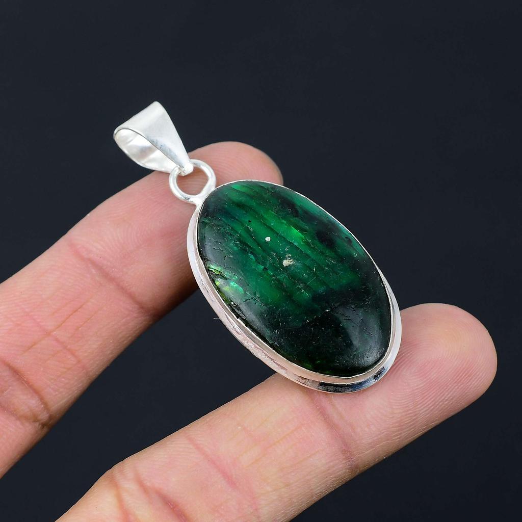 Labradorite Gemstone Pendant Solid 925 Sterling Silver Pendant Jewelry Gift For Unisex LG-043