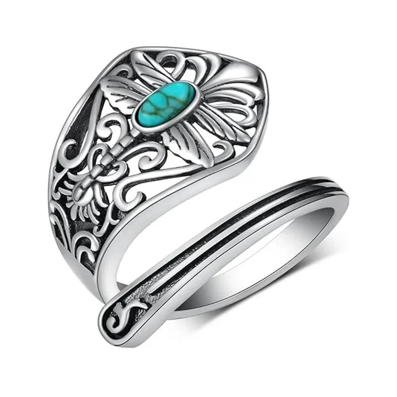 Vintage Butterfly Dragonfly Sunflower Pattern Adjustable Ring Women Simple Creative Party Personalized Jewelry Accessories