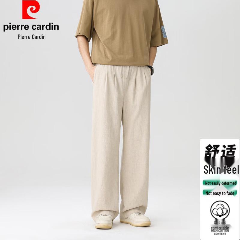 Pierre Cardin Unisex Linen Blend Casual Straight-Leg Pants M