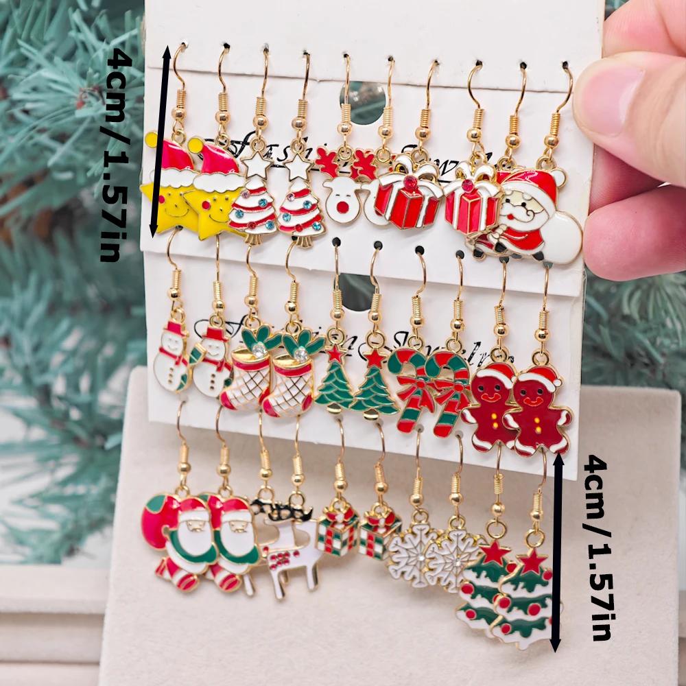 Xiaomi 30PCS Cute Christmas Cartoon Earrings, Christmas Atmosphere Earrings, Alloy Dropped Glazed Material Earring Set