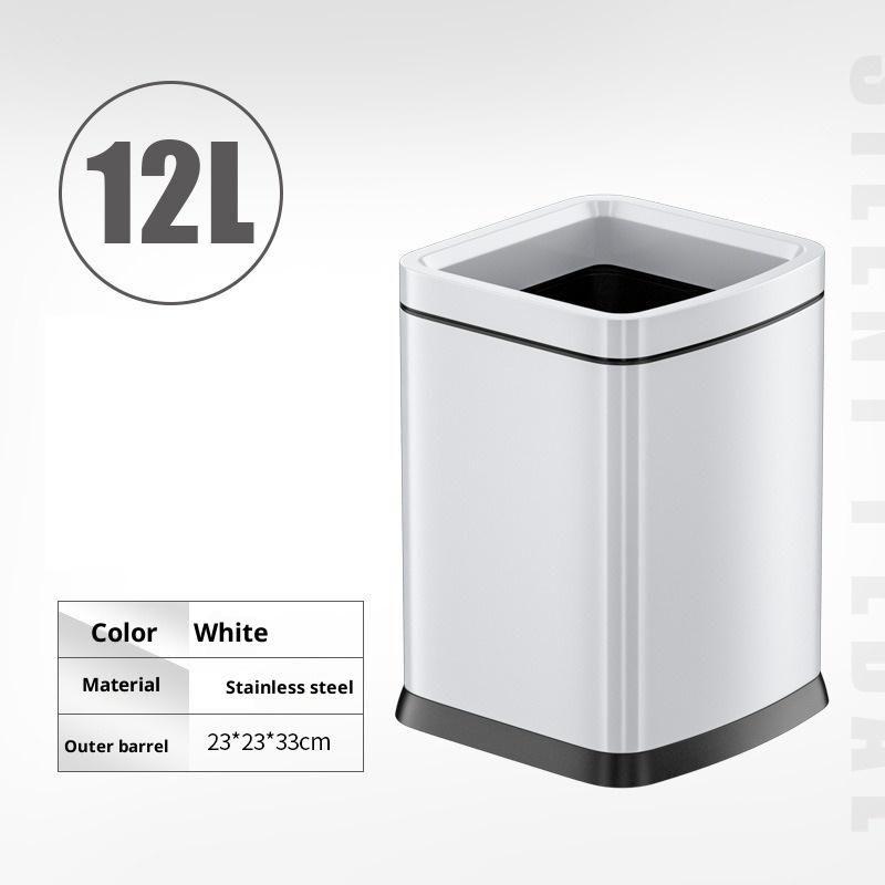 Stainless Steel Trash Can Large Capacity Kitchen Trash Bins Creative Square Toilet Garbage Bin Household Cleaning Accessories