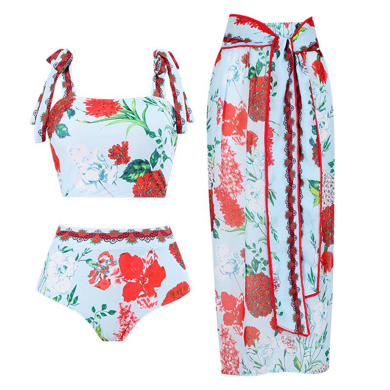 

French Retro Halter Dress Two-Piece Slimming Swimsuit for Women Small