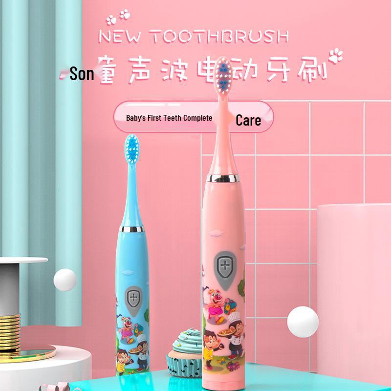 Wisdent Kids Cartoon Electric Toothbrush with Soft Bristle Brush Head - Portable, Fun USB Model