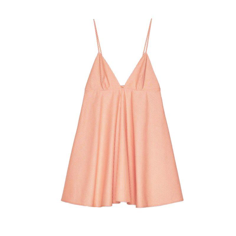 

Spring and Summer Women s Clothing Trench Coat Fabric Patchwork Lining V Neck Sleeveless Sling Elegant Short Version Dress 2936185 Orange L