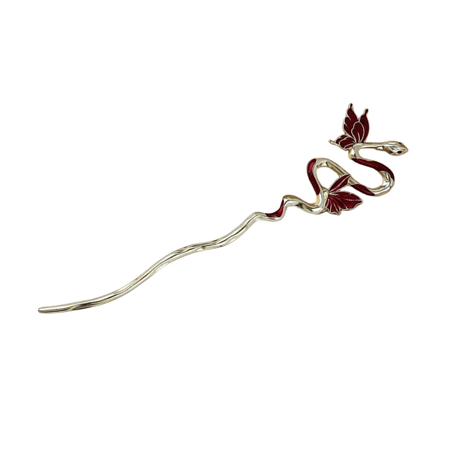 

Delicate Hair Stick Elegant Serpents Butterfly Hair Claw Snake Jewelry Chinese Traditional Decorative Hair Jewelry