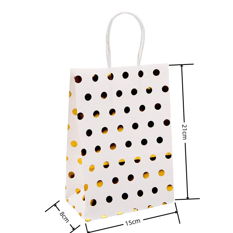 StoBag, Polka Foil Dot Gift Tote Bags, Stylish and Eco-Friendly Packaging, For Party, Birthday, Wedding, daily use, 12/30pcs