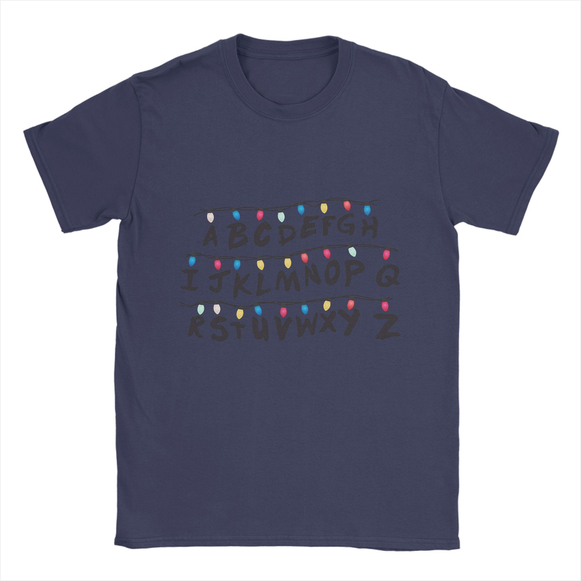 

Stranger Lights Mens T Shirt Funny Tee Shirt Short Sleeve Crew Neck TShirts Pure Cotton Original Tops 3XL