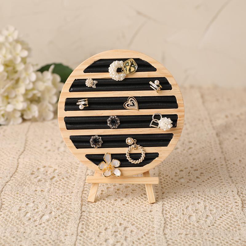 Wood Round Shape Jewelry Tray Ring Earrings Bracelet Display Plate Jewellery Storage Stand Counter Props