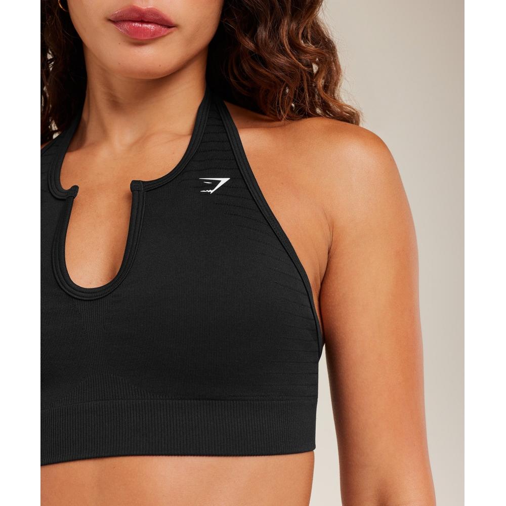Gymshark Steel Seamless Halter Neck Bra Gs Black B6b7d Bb2j