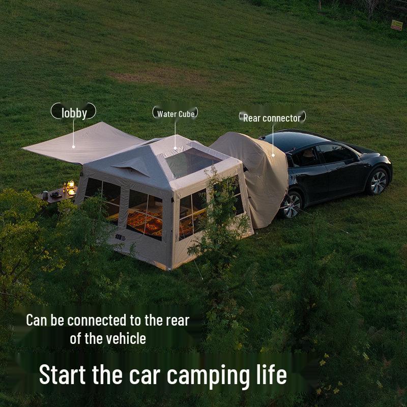 Explorer Water Cube Automatic Inflatable Tent - Rainproof Outdoor Camping Gear for Car Tail Integration