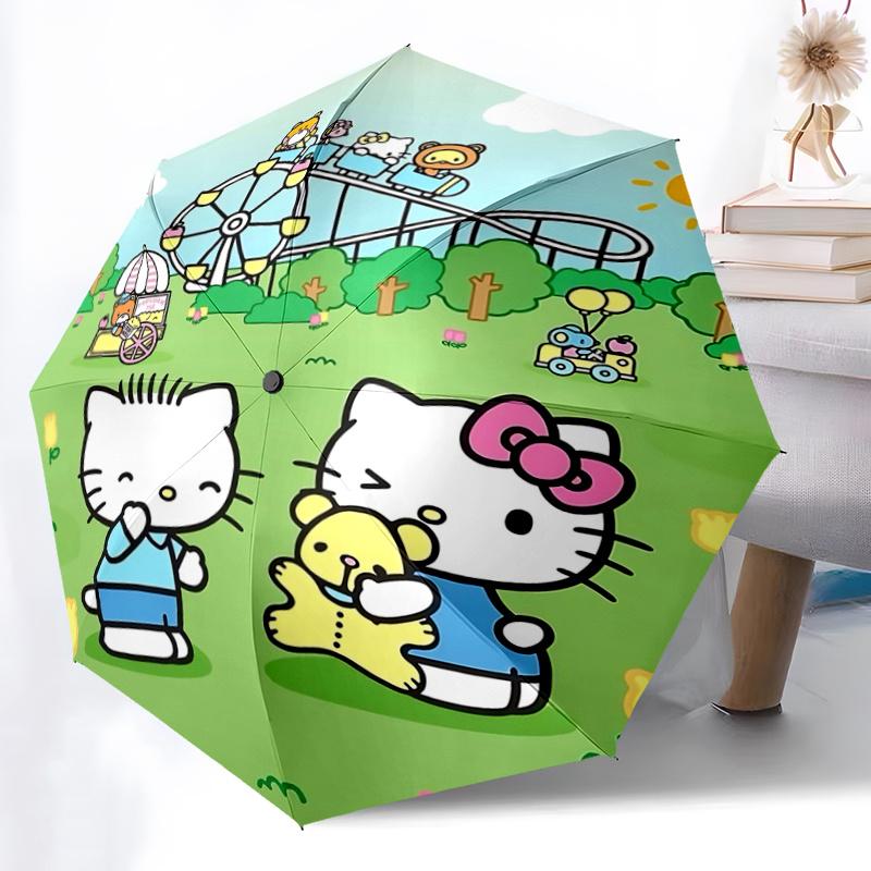 1pc Hello Kitty Automatic Opening/Closing Umbrella with Portable Tri-Fold Design, 8-Bone Iron Frame, Outdoor Umbrella, Ideal Gift for Fans, Travelers,