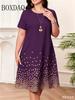 Summer Women Short Sleeve Dress Fashion Elegnat Women's Print Loose Plus Size Dresses