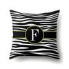 Polyester Pillowcase Zebra Pattern Printing Home Decoration Pillowcase 26 English Letter Cushion Cover Black and White
