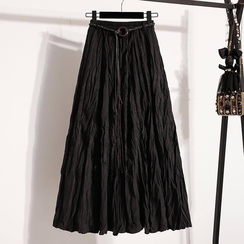 DIMANAF Plus Size Women Long Skirts Loose Casual Elastic Waist Solid Fashion Lady Autumn Clothing 2025