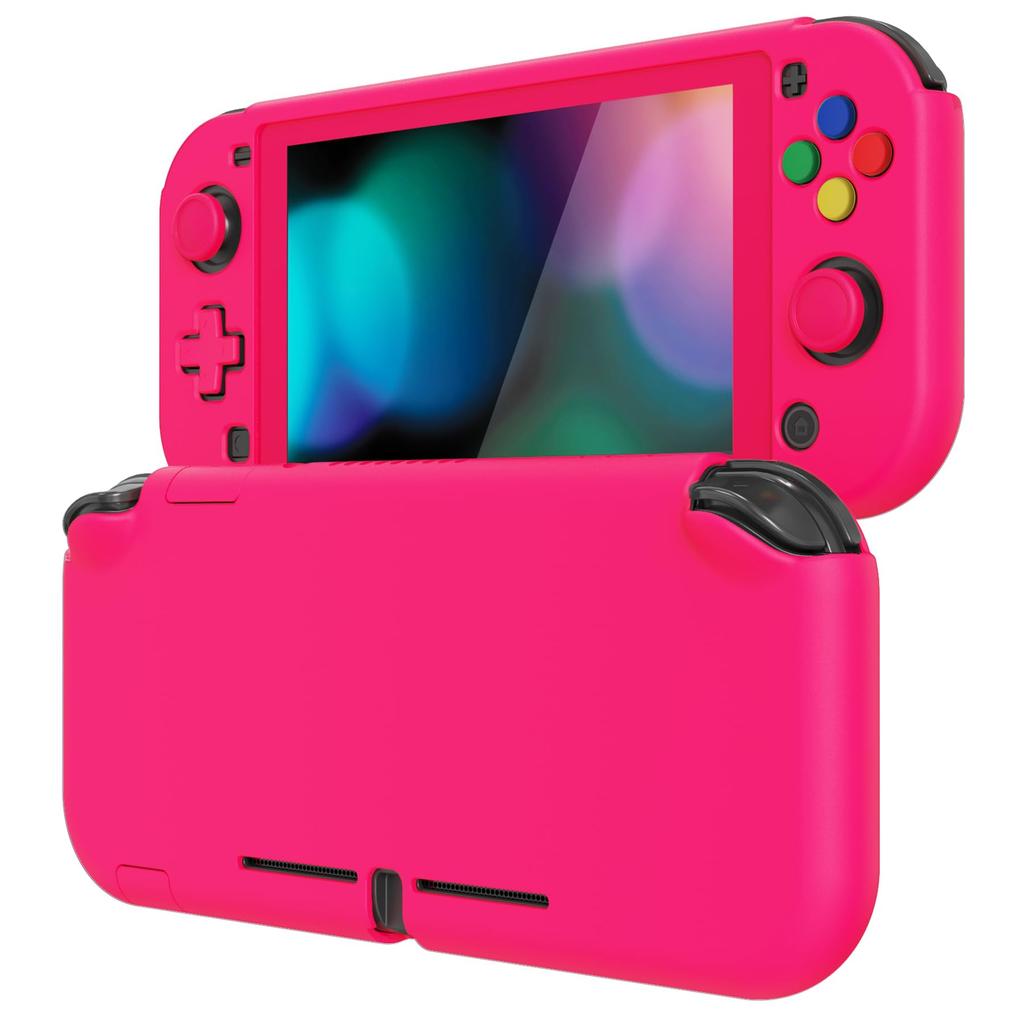 eXtremeRate Custom Cover for PlayVital Switch Protective Cover for Switch Lite with Screen Protection Film Lite, (hard) - 1 [Bright Pink]