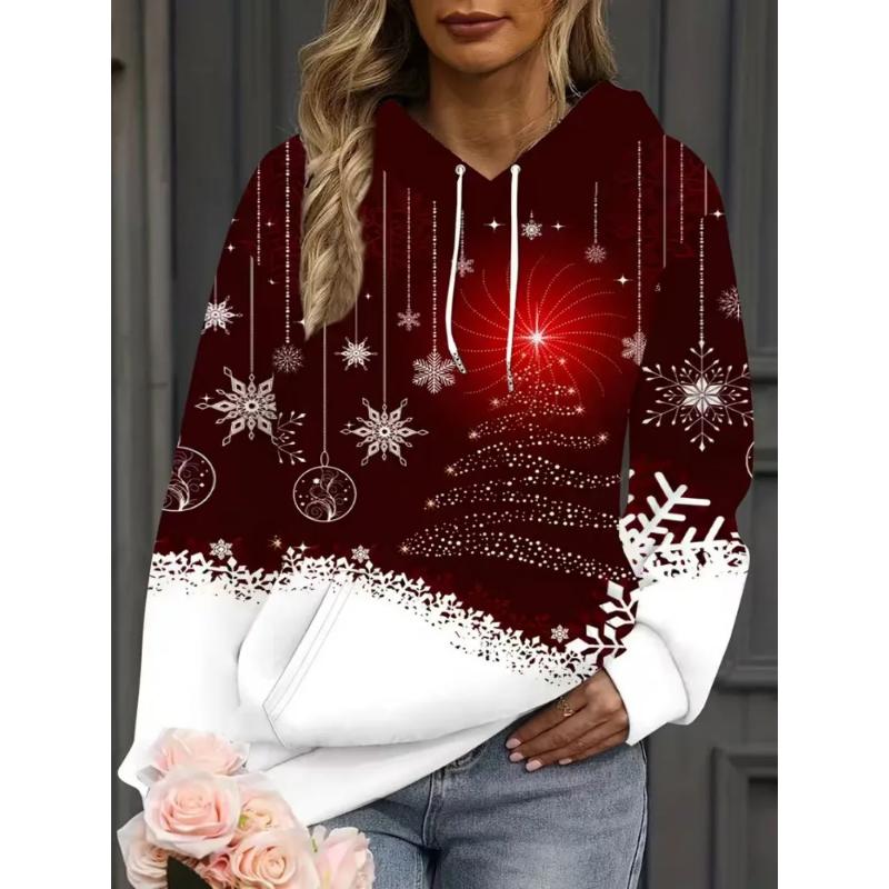 Fashion Women's Hooded Sweater 3D Casual Color Printing Casual Long Sleeve Sweater