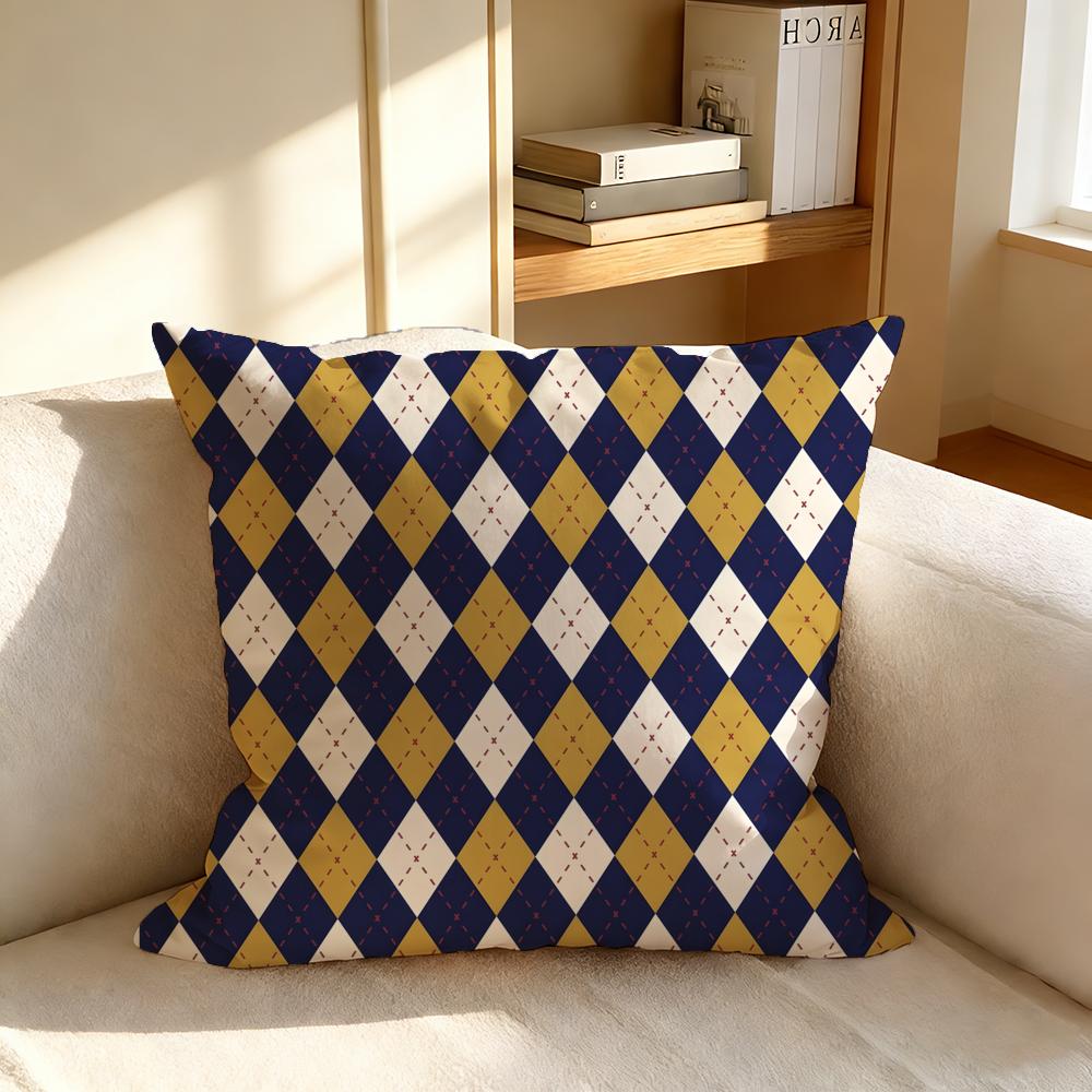 Cushion Cover Nordic Style Natural Linen Pillow Cover Durable Washable Pillowcase For Home Bedroom Sofa P-Rhombus Lattice