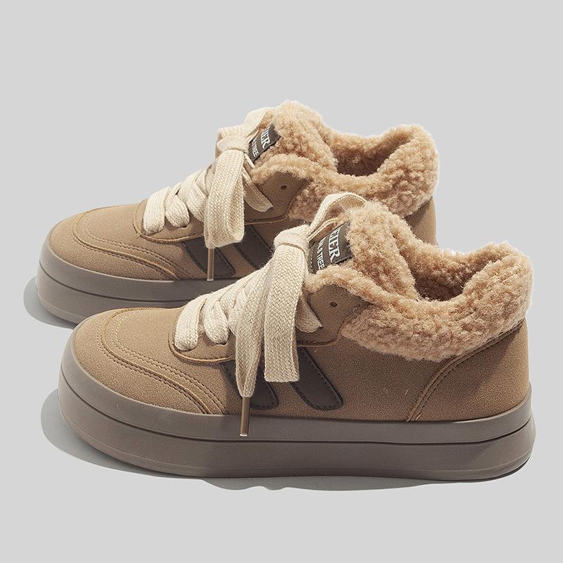 Belle Round Head German Training Velvet Lamb Wool Snow Boots Two Cotton Shoes 22 Winter Thermal Casual Shoes BE2