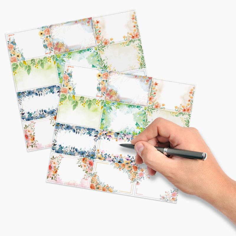 60Pcs Floral Labels Stickers Self-Adhesive Name Note Tags For Envelope Journaling School Office Wedding Party Decoration