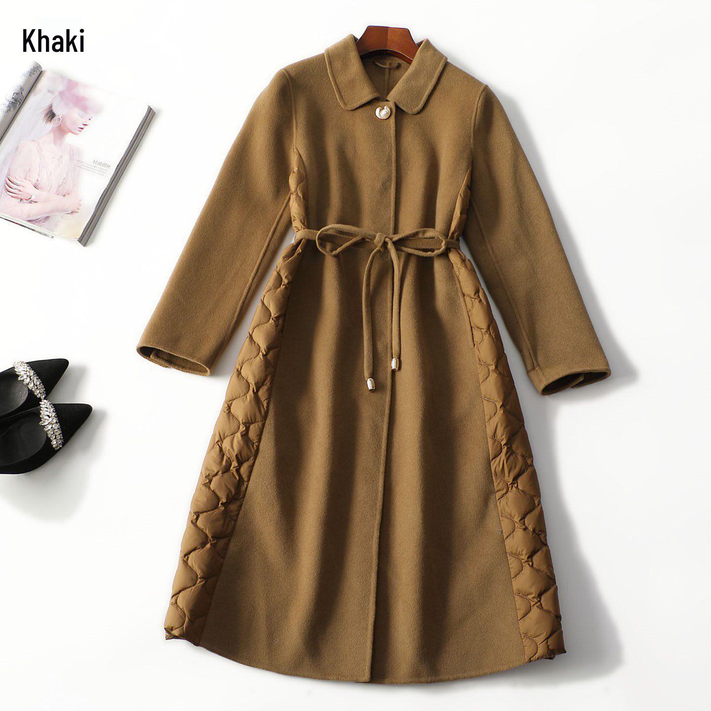 Winter Long Sleeve Double-Sided Wool Coat - Women s Quality Clothing Medium хаки