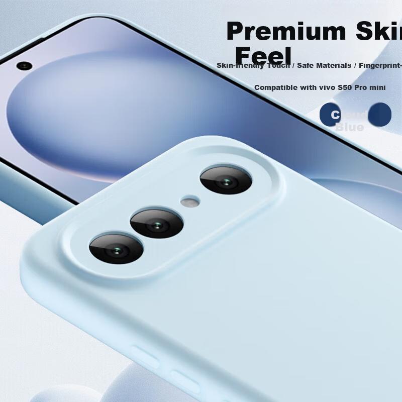 Compatible with VIVO S50 Pro Mini Phone Case Premium Liquid Silicone Soft Full Coverage Shockproof Simple Solid Color Cloud Blue