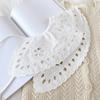 Korean Women White Cotton Fake Collar Shawl Wrap Hollow Out Floral Fish Scales Necklace Scarf Embroidery Short Poncho Dropship