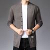 2023 Spring and Autumn Men's V-neck Solid Color Pocket Button Slim Fit Casual Fashion Elegant Commuter Knitted Shirt Coat