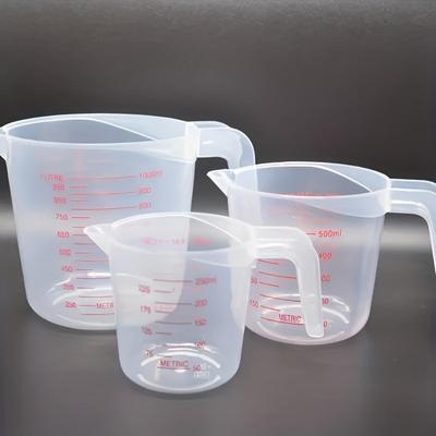 3-piece Nested Measuring Cup Set - Cup 1 (250ml), Cup 2 (500ml), Cup 3 (1000ml), Suitable for Kitchen and Baking
