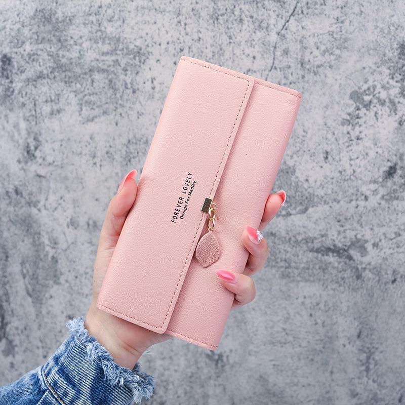 Women's Tri-fold Long Wallet: Student Coin Purse with Multi-Card Slots & Large Capacity