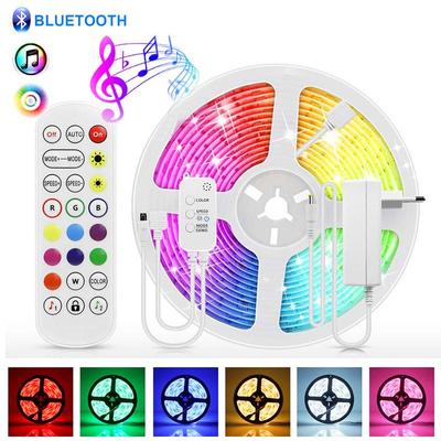 Smart Bluetooth APP LED-Leuchten 5M 10M 15M 5050 RGB LED-Streifenlampe Neonband für Zimmer Home Party Schrank TV Hintergrundbeleuchtung Dekorbeleuchtung EU-Adapter