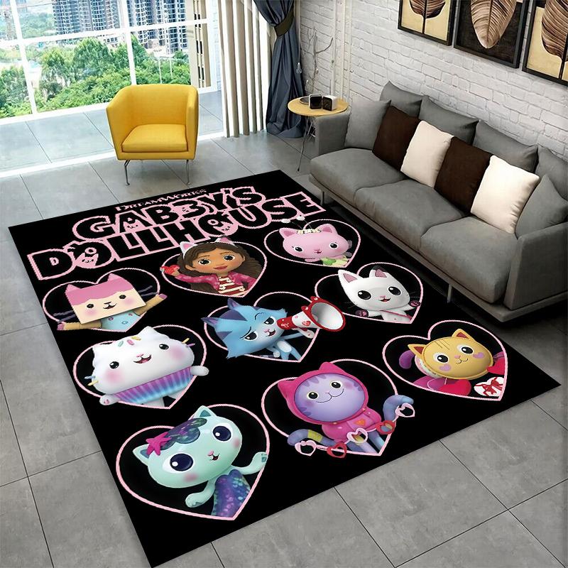 Cartoon Gabby Dollhouse Girl Carpet Rug for Playroom Bedroom Living Room Sofa Home Decor,kid Area Rug Non-slip Floor Mat Gift