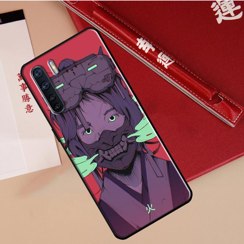 Samurai Oni Mask Case For Oppo A78 A38 A80 A60 A40 A18 A98 A58 A96 A76 A16 A94 A74 A54 A15 A17 A57 A77 A5 Pro