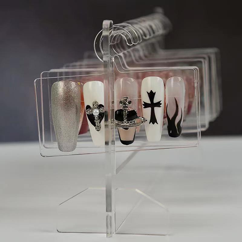 Ins Transparent Acrylic Hook Style Nail Art Display Rack Board Gel Color Works Sample Exhibition Tools