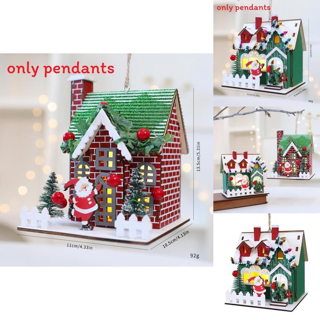 Christmas Wooden House Decor With Snowy Scene For Holiday Home Display