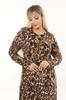 Women's Big Size Dress Plus Size Leopard Pattern Long Sleeve Viscose Hijab Dress