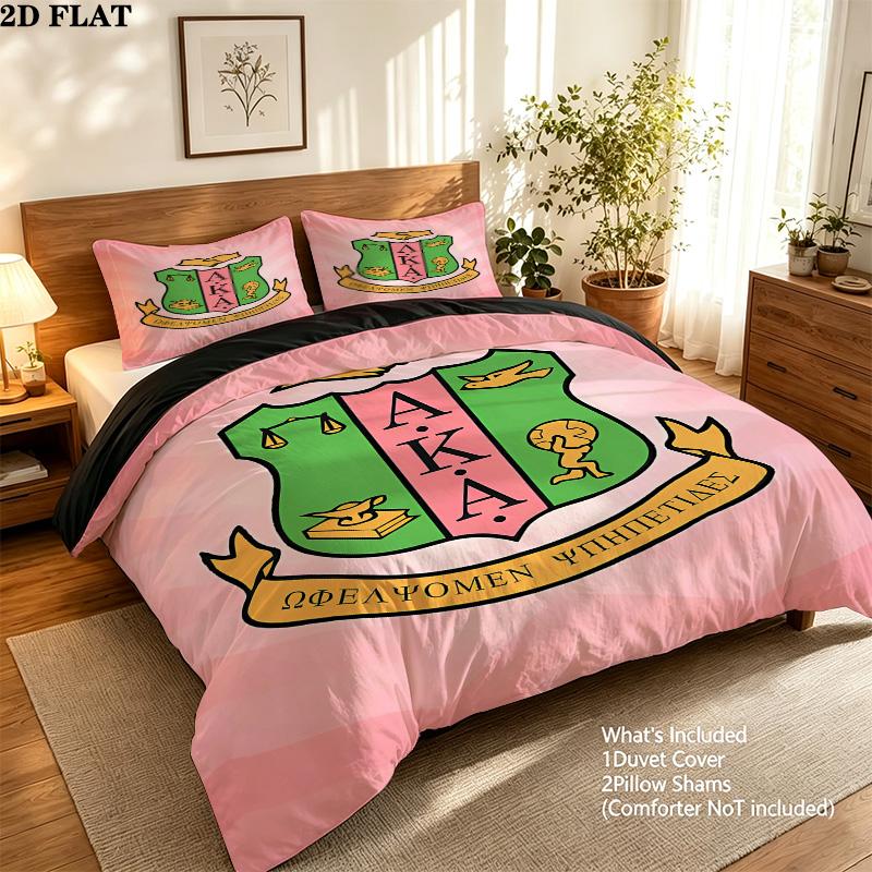 Aka Pattern Bedding Quilt Set Quilt Cover Pillowcase Home Birthday Gift(1 * duvet cover + 2 * pillowcase, without core)