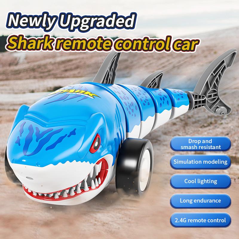 Non-Toxic 2.4G Rc Shark Car With Cool Light Stunt Rotating Swing Tail Children'S Radio Controlled Vehicle Electric Toys For Kid Gifts