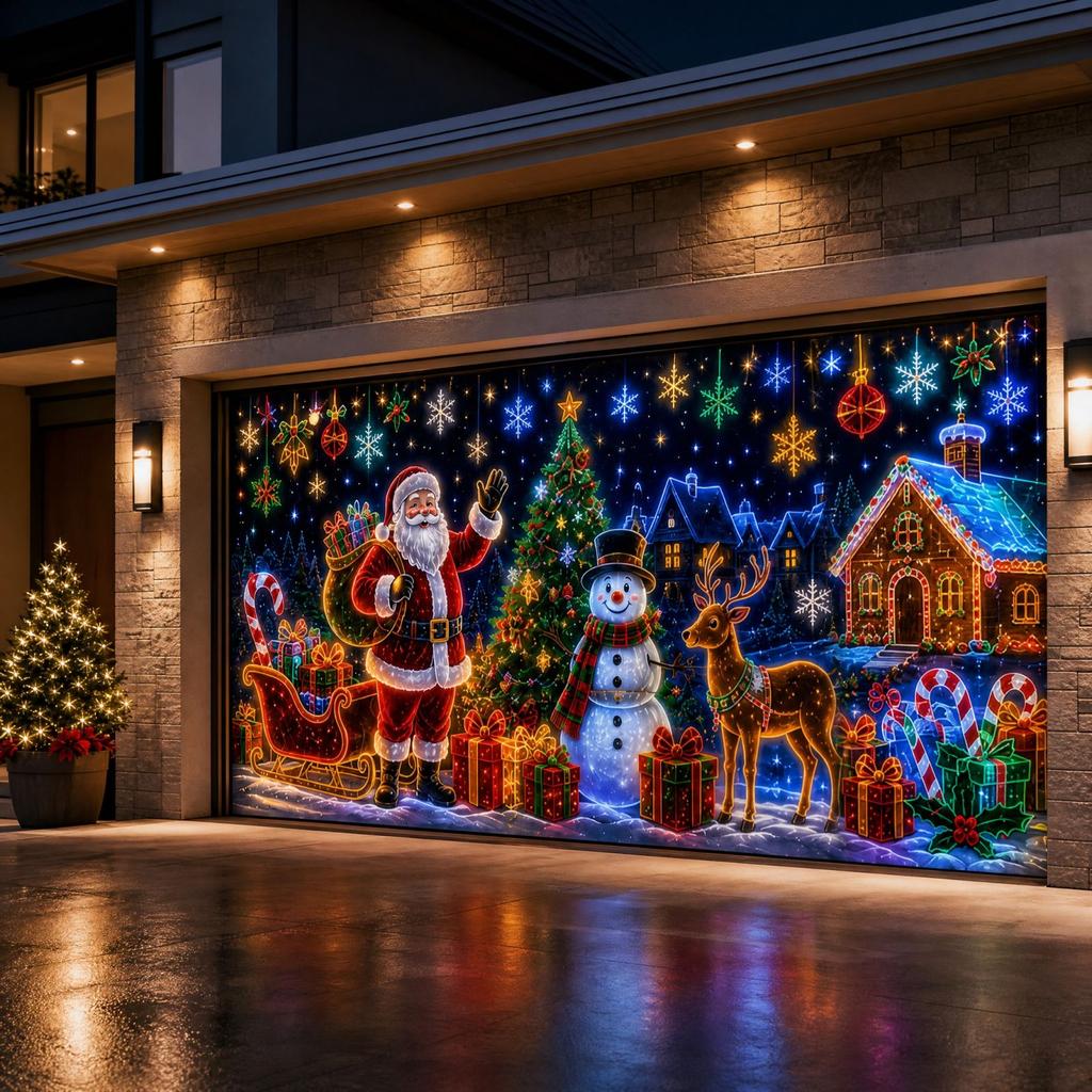 Christmas -in-the-Dark Door Cover, Extra Large 180400 cm, for Holiday Decorations