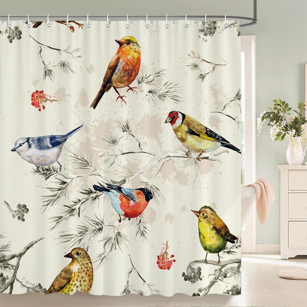 Beautiful Flowers Shower Curtains with hooks Waterproof Bath Curtains for Bathroom Home Decoration Floral Bathroom Curtain